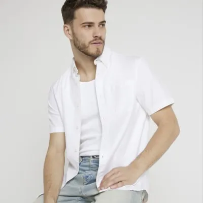 White regular fit laundered shirt sold by River Island