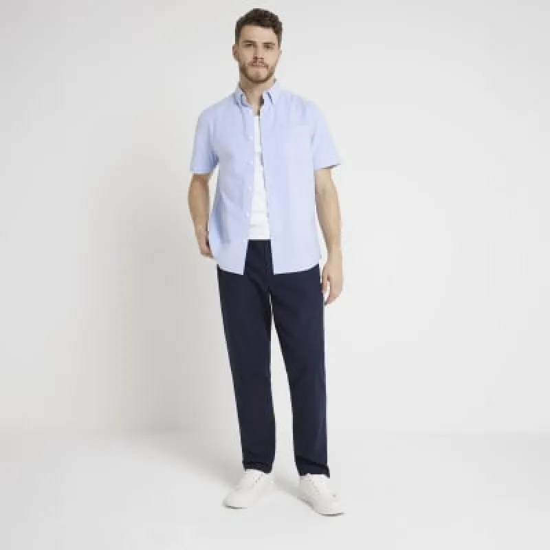 Blue regular fit laundered shirt sold by River Island