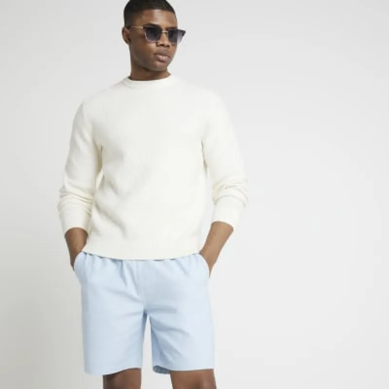 Blue regular fit pull on shorts made by River Island