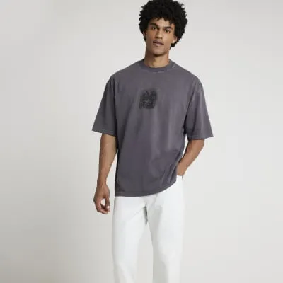Black oversized fit graphic t-shirt sold by River Island