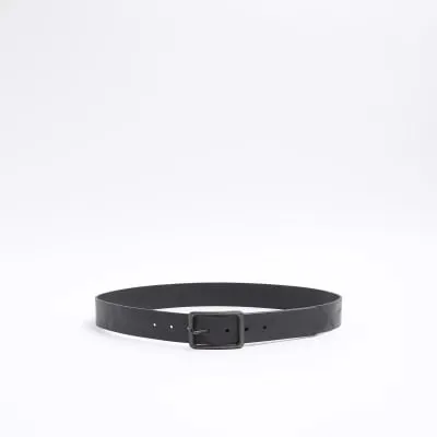 Black leather casual belts sold by River Island