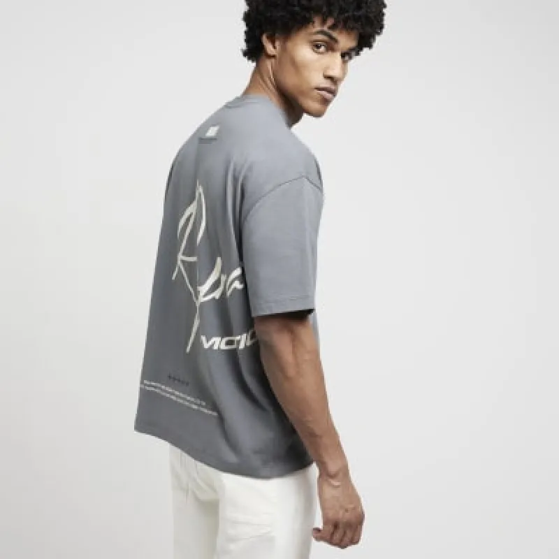Blue regular fit graphic print t-shirt sold by River Island