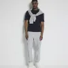 Grey regular fit cargo smart joggers sold by River Island