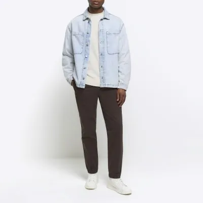 Brown slim fit pull on joggers sold by River Island