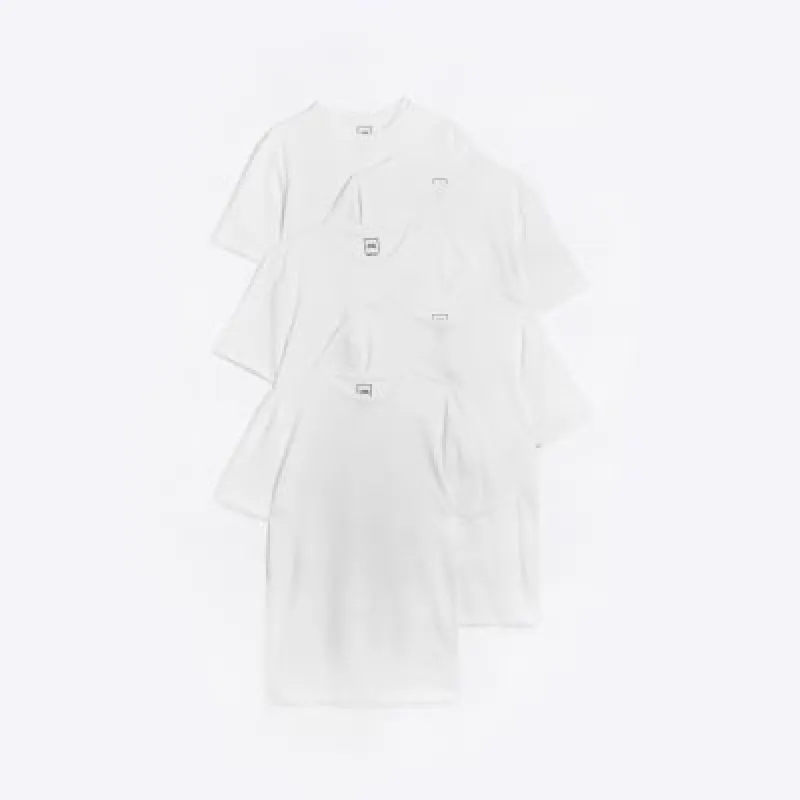 5PK white muscle fit t-shirts sold by River Island