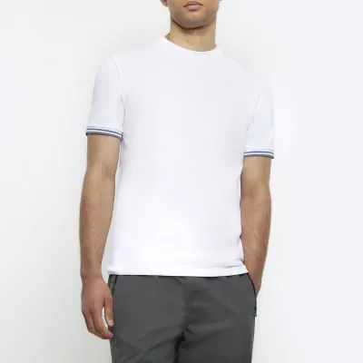 White slim fit taped sleeve t-shirt sold by River Island