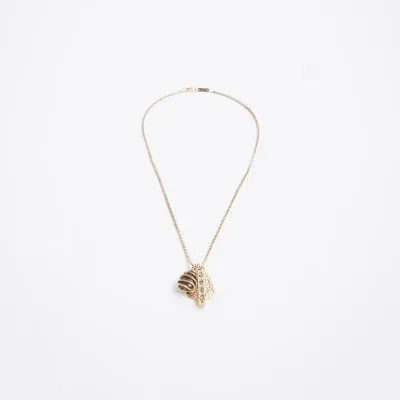 Gold Multi Charm Pendant Necklace sold by River Island