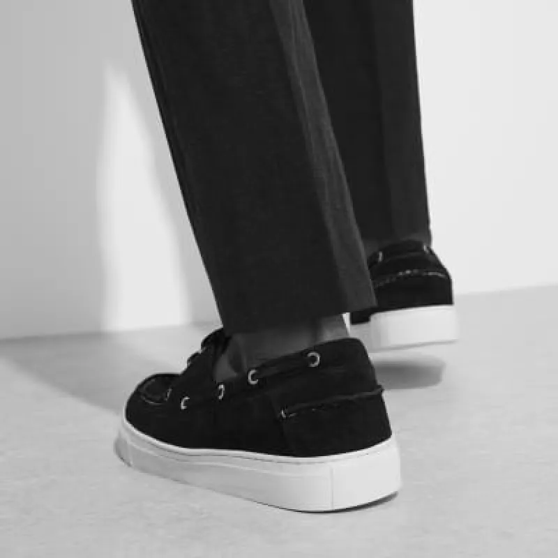 Black suede boat shoes sold by River Island