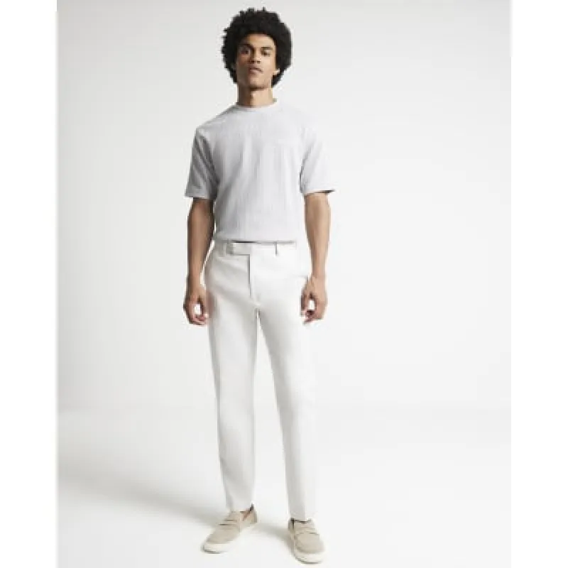 Grey regular fit plisse embroidery t-shirt sold by River Island