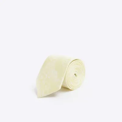 Yellow jacquard floral tie sold by River Island