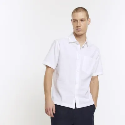 White regular fit linen blend shirt sold by River Island