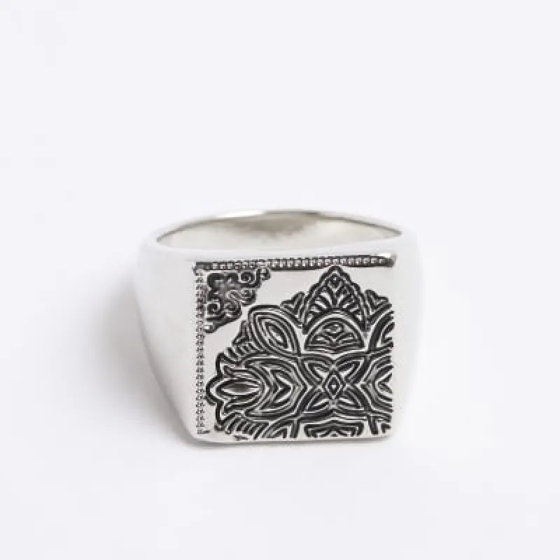Silver Bandana Signet Ring sold by River Island