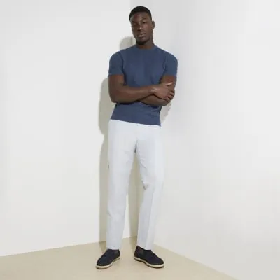 Navy suede woven loafers sold by River Island