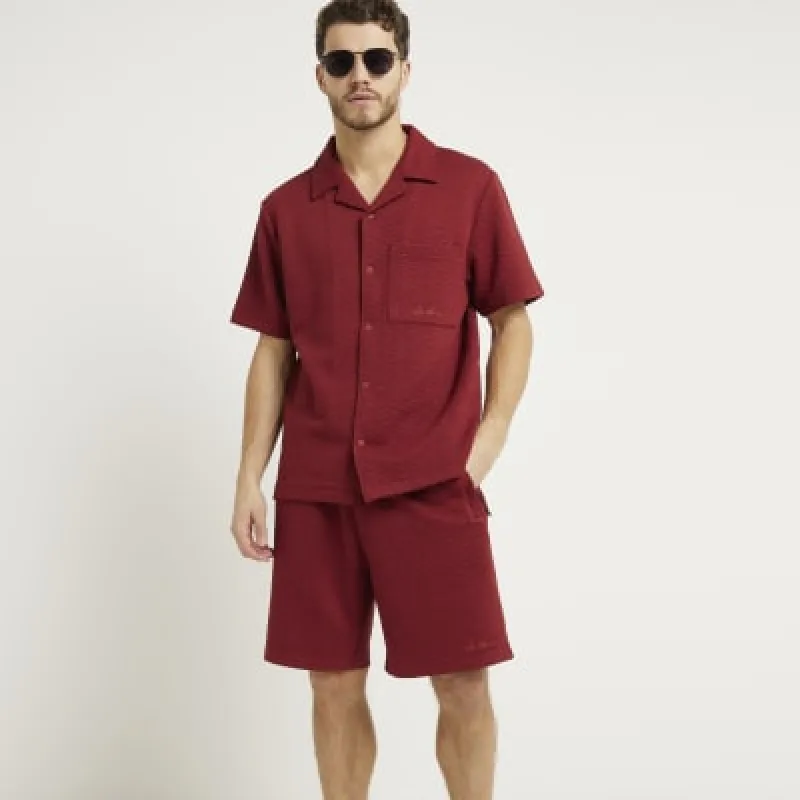 Rust regular fit quilted shirt sold by River Island