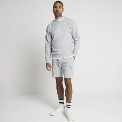 Grey slim fit textured smart sweatshirt sold by River Island