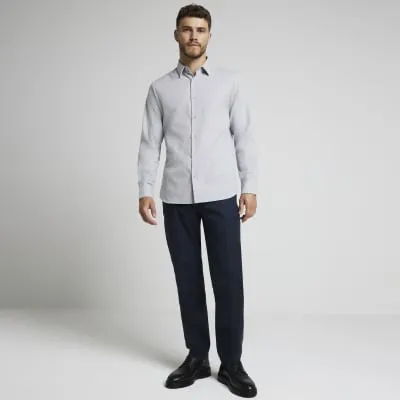 Grey slim fit textured smart shirt sold by River Island