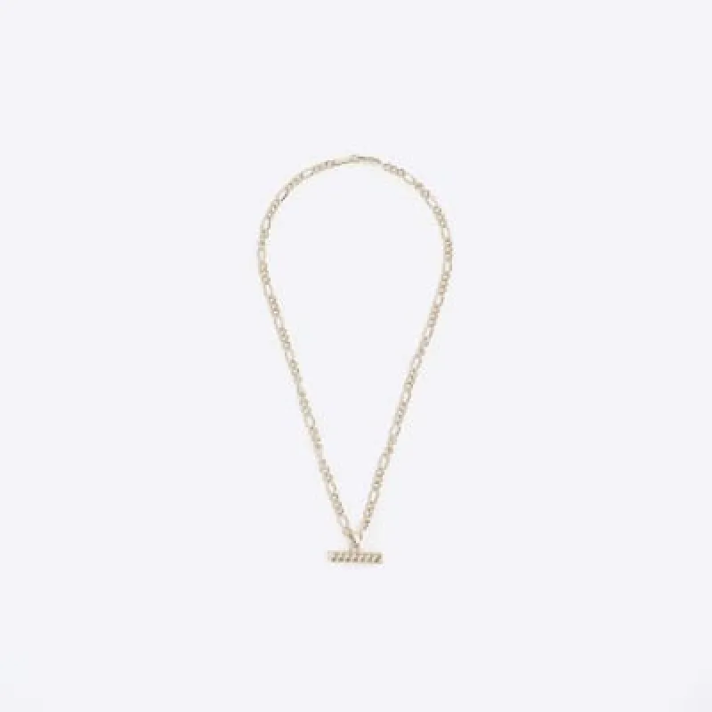 Gold plated T bar necklace sold by River Island