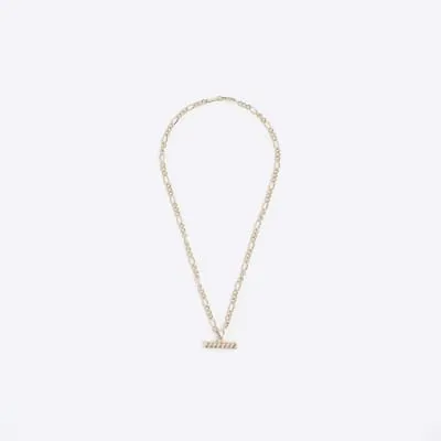 Gold plated T bar necklace sold by River Island