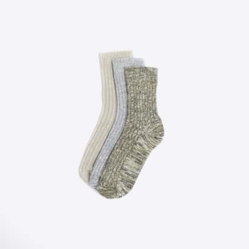 3PK grey twisted tube socks sold by River Island