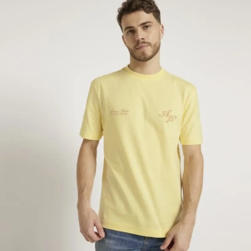 Yellow regular fit graphic print t-shirt sold by River Island