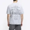 Grey oversized fit gothic graphic t-shirt sold by River Island