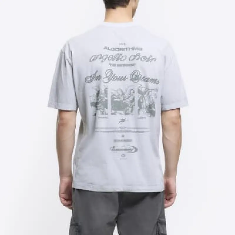Grey oversized fit gothic graphic t-shirt sold by River Island