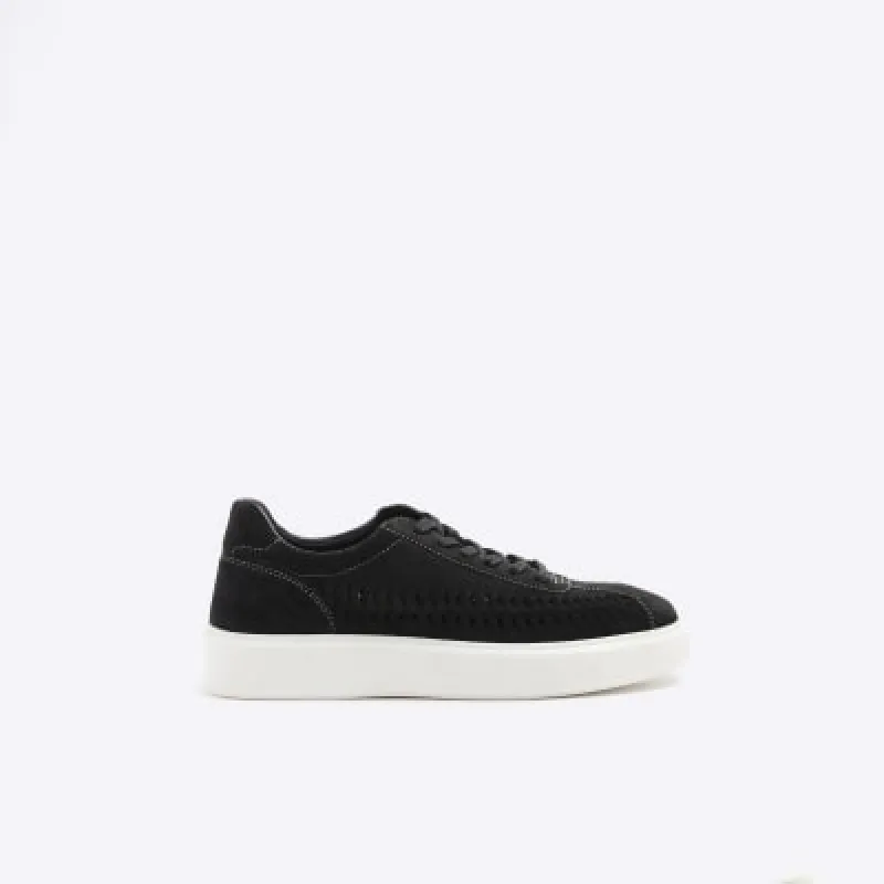 Black suede weave trainers sold by River Island