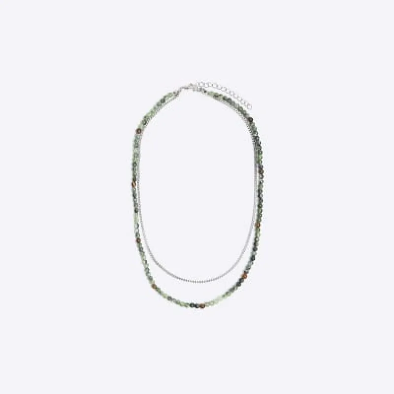 Green beaded multirow necklace sold by River Island