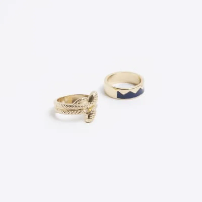 2PK gold colour snake ring sold by River Island