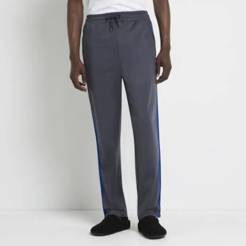 Grey regular fit stripe joggers sold by River Island