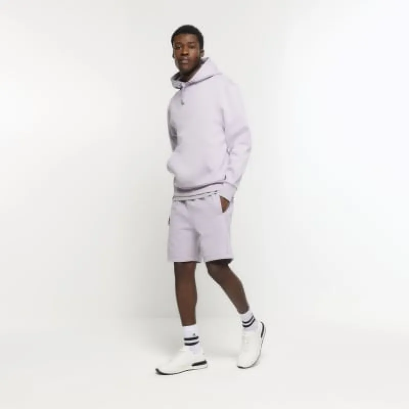 Purple regular fit rib panel shorts made by River Island