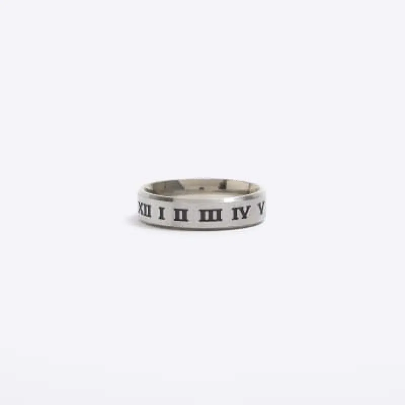 Silver colour stainless steel roman ring sold by River Island