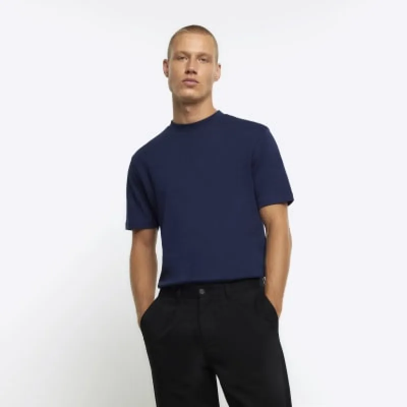 Navy RI studio slim fit t-shirt sold by River Island