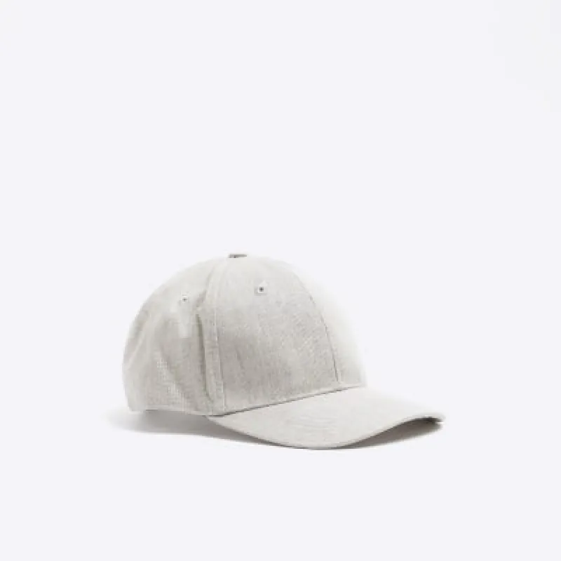 Grey Linen Blend Cap sold by River Island