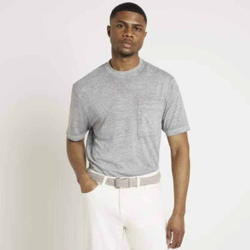 Grey regular fit burnout t-shirt sold by River Island