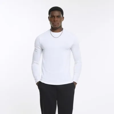 White muscle fit long sleeve t-shirt sold by River Island