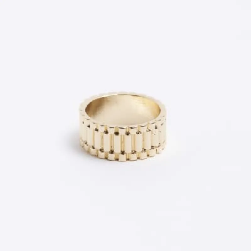 Gold colour textured ring sold by River Island