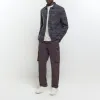 Purple regular fit elasticated cargo trousers sold by River Island