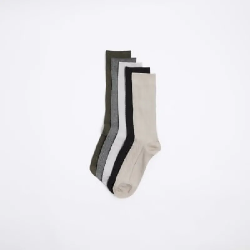 5PK Khaki ankle socks sold by River Island