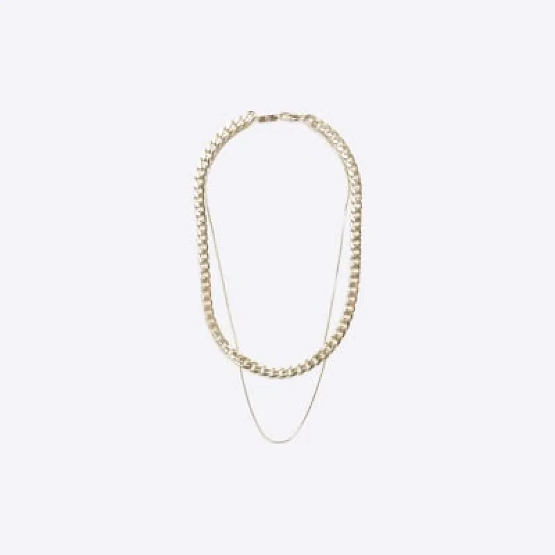 Gold colour multirow chain necklace sold by River Island