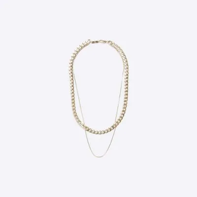 Gold colour multirow chain necklace sold by River Island