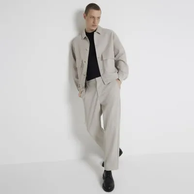 Beige regular fit plisse harrington jacket sold by River Island