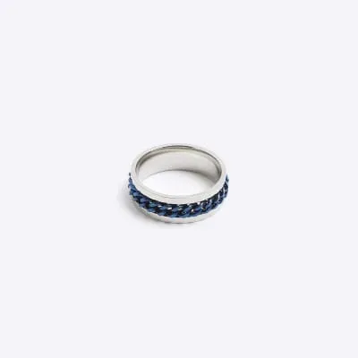 Blue Stainless Steel Chain Ring sold by River Island