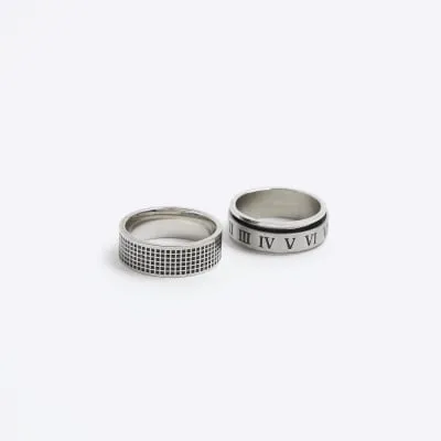 Silver stainless steel roman numeral ring sold by River Island