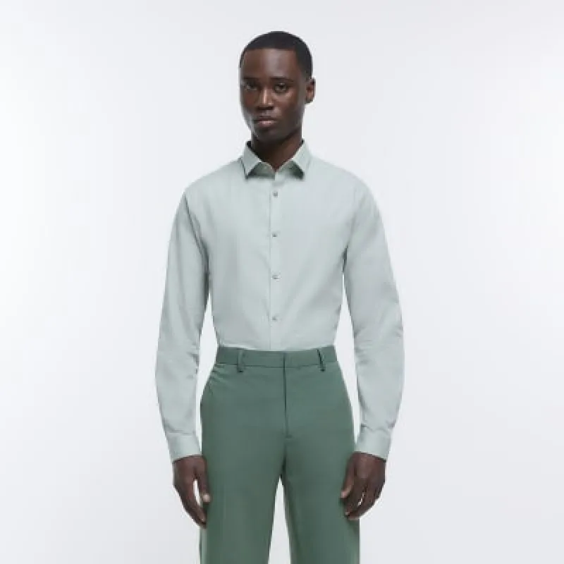 Green slim fit smart shirt sold by River Island