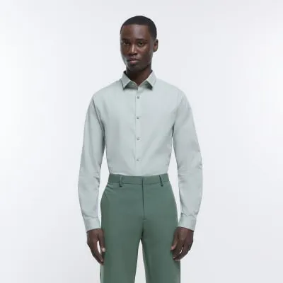 Green slim fit smart shirt sold by River Island
