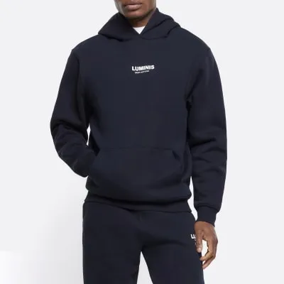 Navy Regular Fit Graphic tracksuit Hoodie sold by River Island
