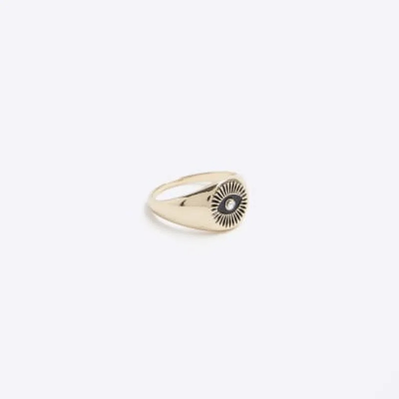 Gold Colour Eye Signet Ring sold by River Island