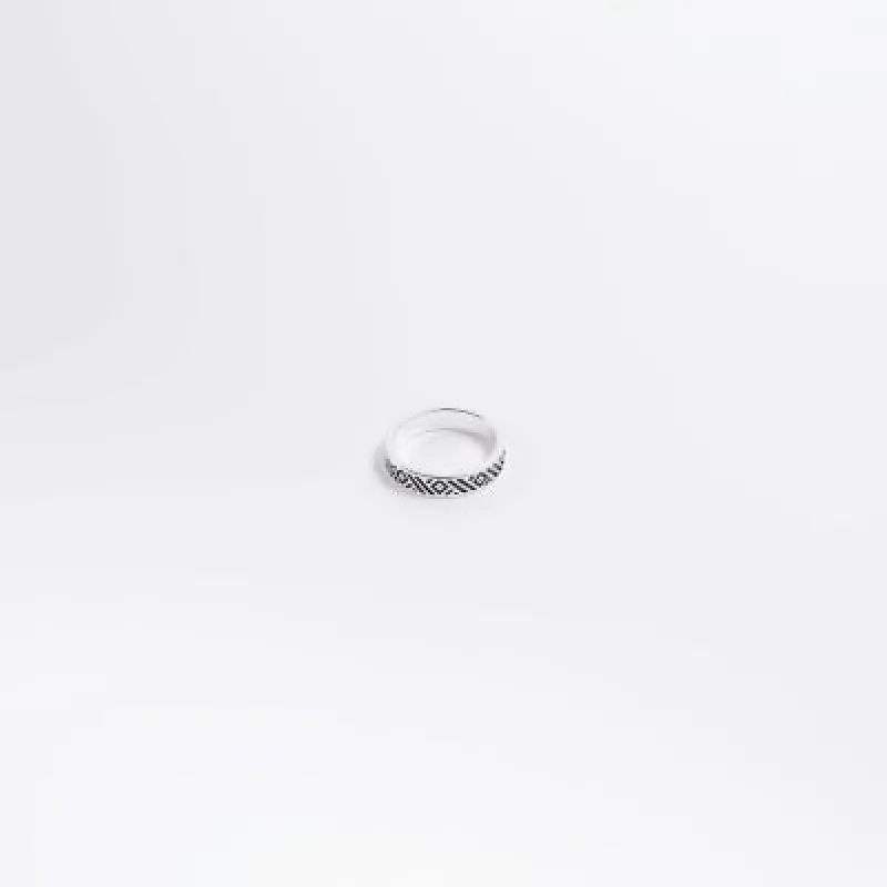 Silver plated engraved band ring sold by River Island