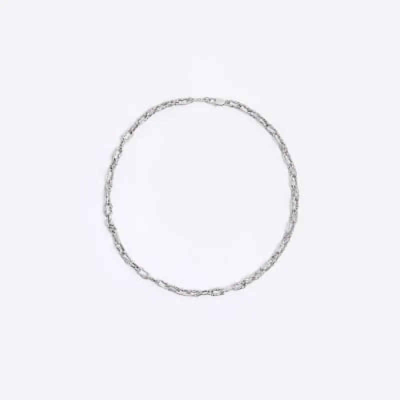 Silver colour oval chain link necklace sold by River Island